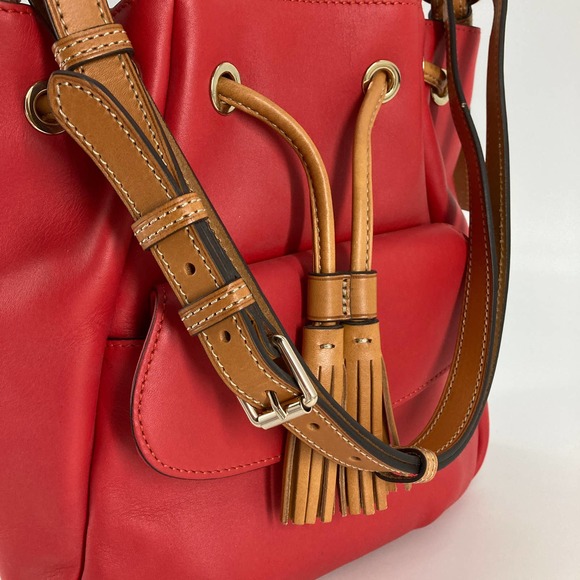 Dooney & Bourke, large, red, brown leather shoulder bag - Picture 13 of 16